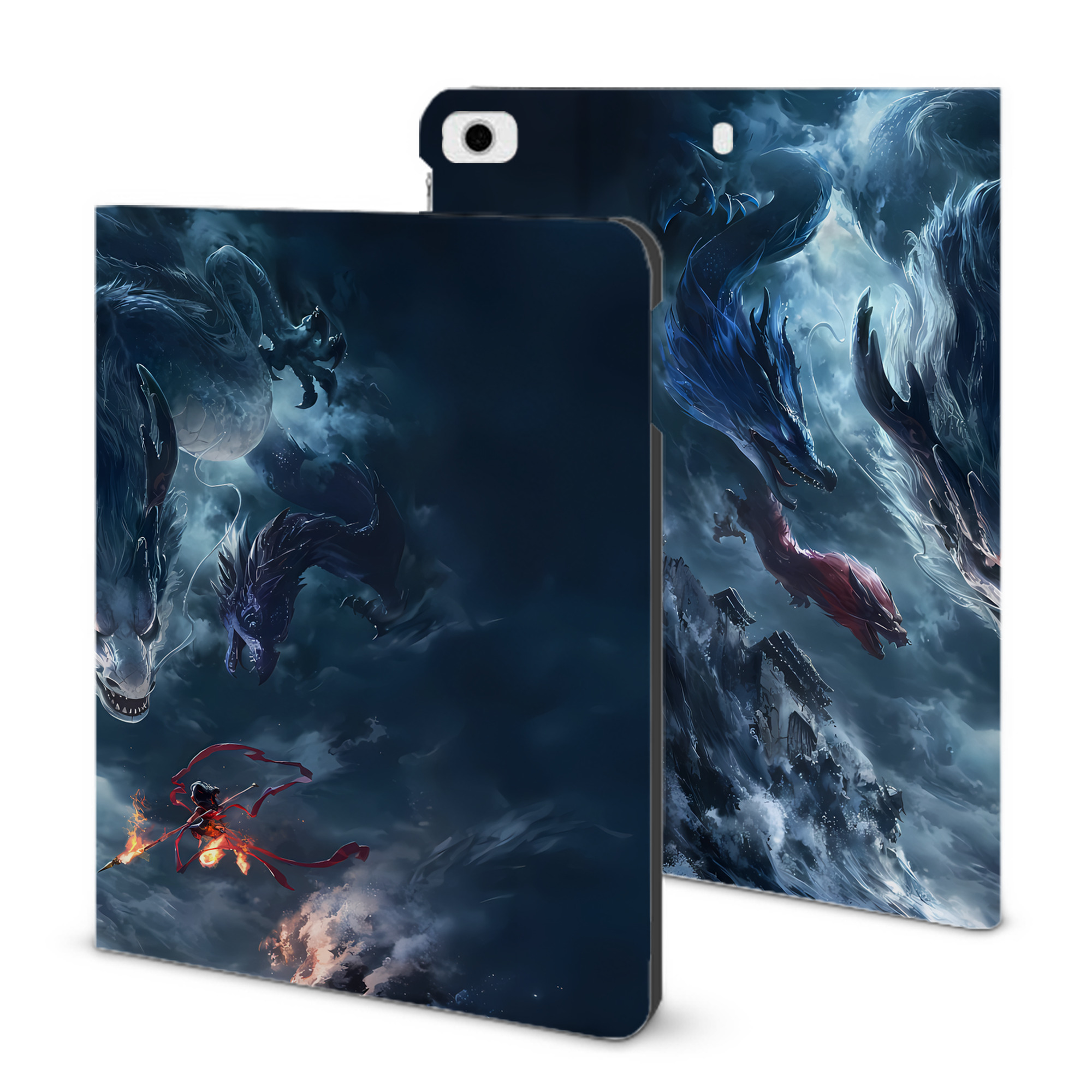 （画像用） Ne Zha 2 ナタ 魔童の大暴れ IPad ケース ブック型 PUレザー TPU 耐衝撃 軽量 薄型 ペン収納なし 全面保護 IPad 各モデル対応